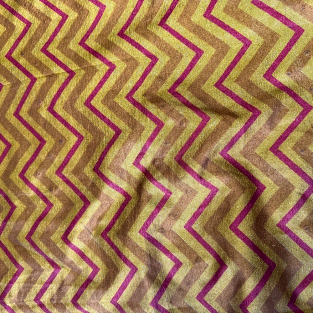 Boho Reversible Silk Blend Wrap Skirt Mustard Yellow Floral Chevron Paisley - Picture 3 of 5
